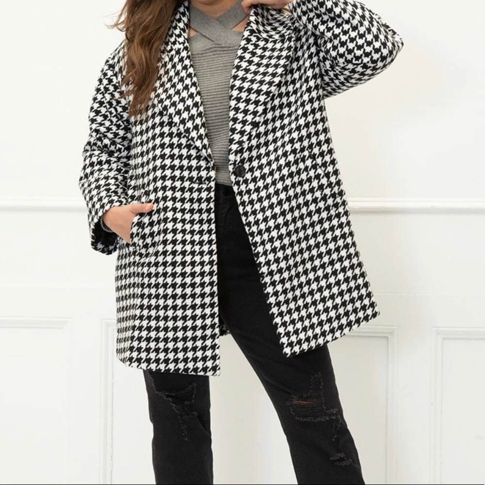 ELOQUII Elements Houndstooth Coat
